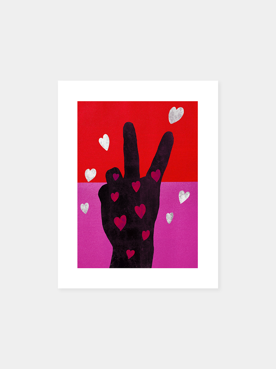 Graphic art print "Peace & Love (Pink and Red)"