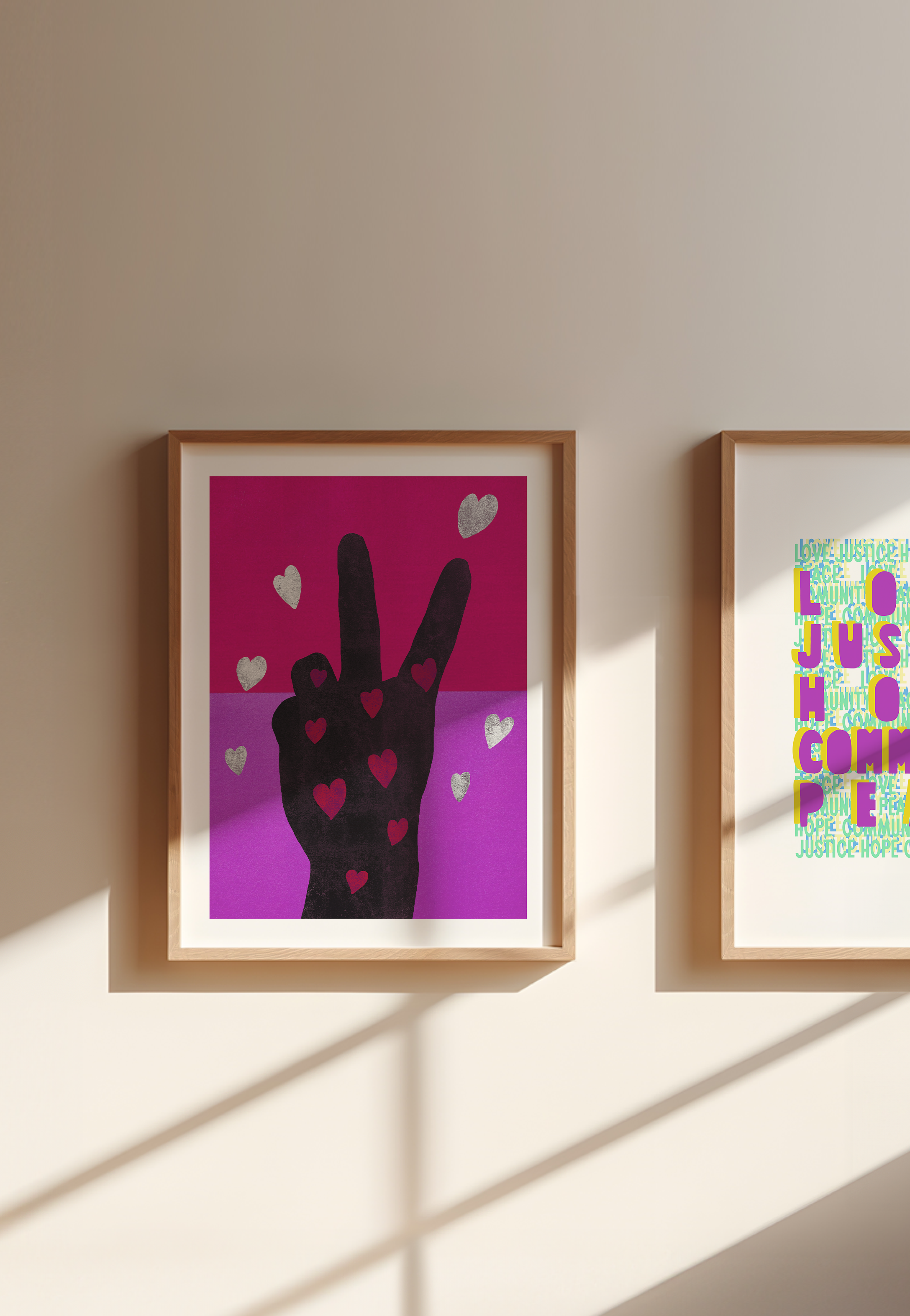 Graphic art print "Peace & Love (Pink and Red)"-thumbmail-2